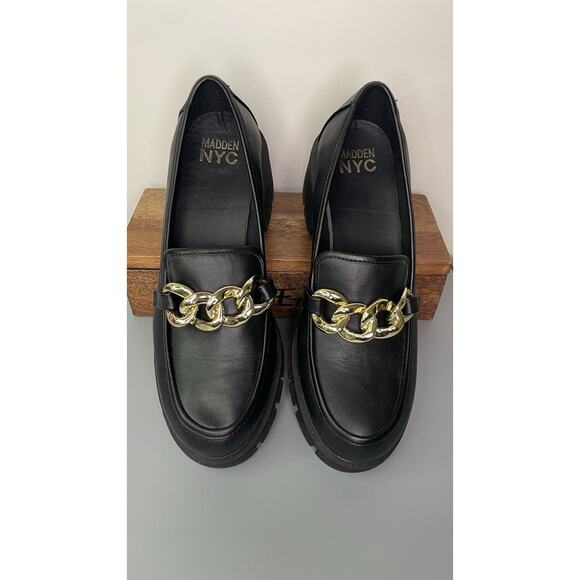 Steve Madden Y2K Chunky Loafers Chainlink Platform Lug Sole Heel Dark Goth Sz 10 - Picture 4 of 12